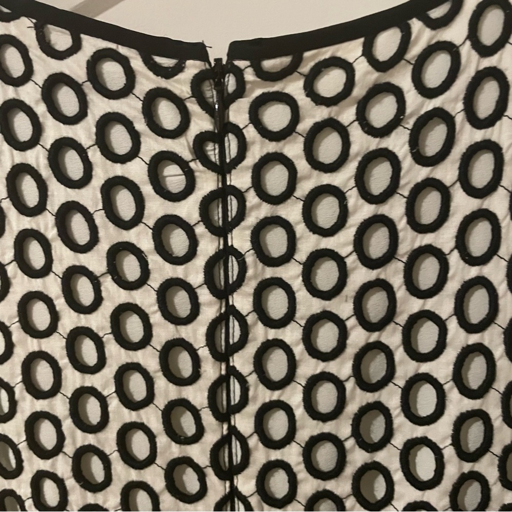 Women's Dress J Crew Black & White A line Punched-out Eyelet Dress Back… - Picture 6 of 8